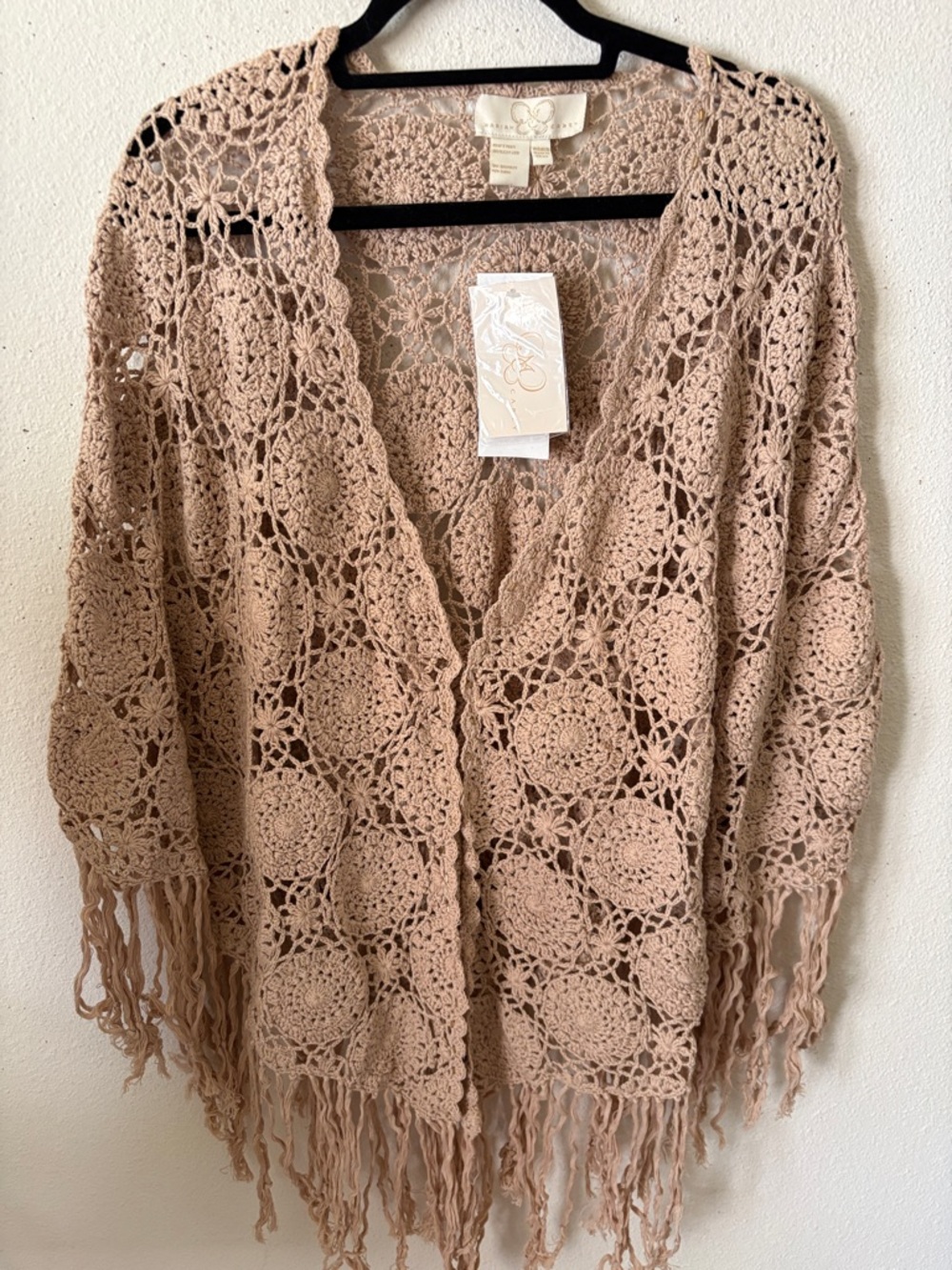 Mariah Carey Boho Crochet Fringe Cover NWT - Blush